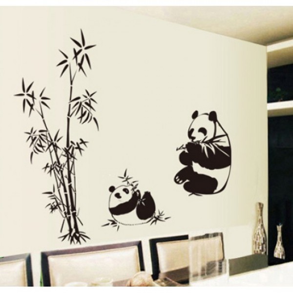 wall decals panda si bambus si alte animale pentru peretele tau din hol